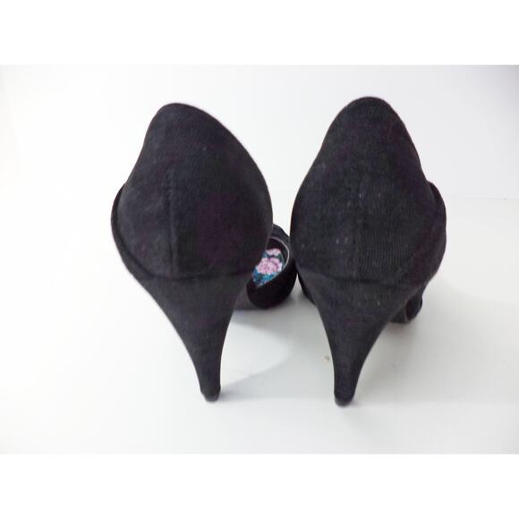 ROCKET DOG BLACK VELOUR FABRIC OPEN TOE D'ORSAY HEEL PUMP SHOE SZ 7M - Picture 4 of 7